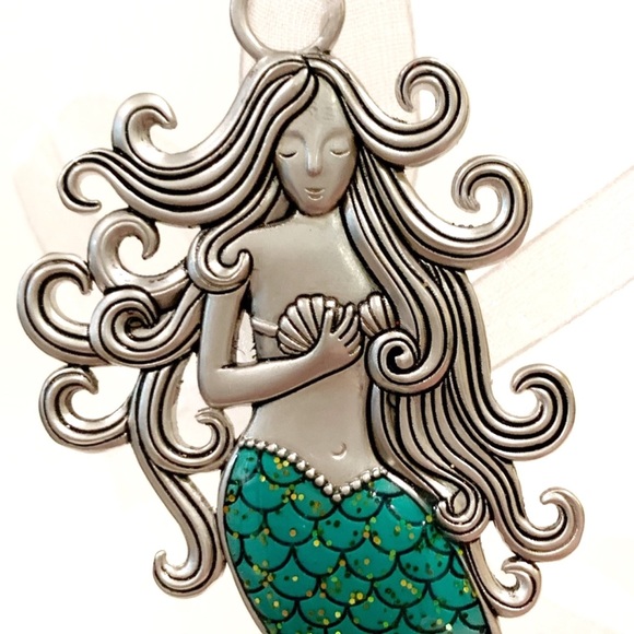 Mermaid Believe in Magic Ornament Metal with Sparkly Tail Teal Purple Pink Gift - Picture 4 of 6